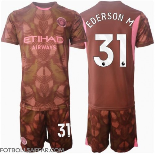 Manchester City Ederson Moraes #31 Målvakt Hemmadräkt Barn 2024-25 Kortärmad (+ Korta byxor)